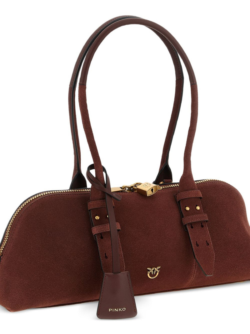 metal logo suede shoulder bag 3