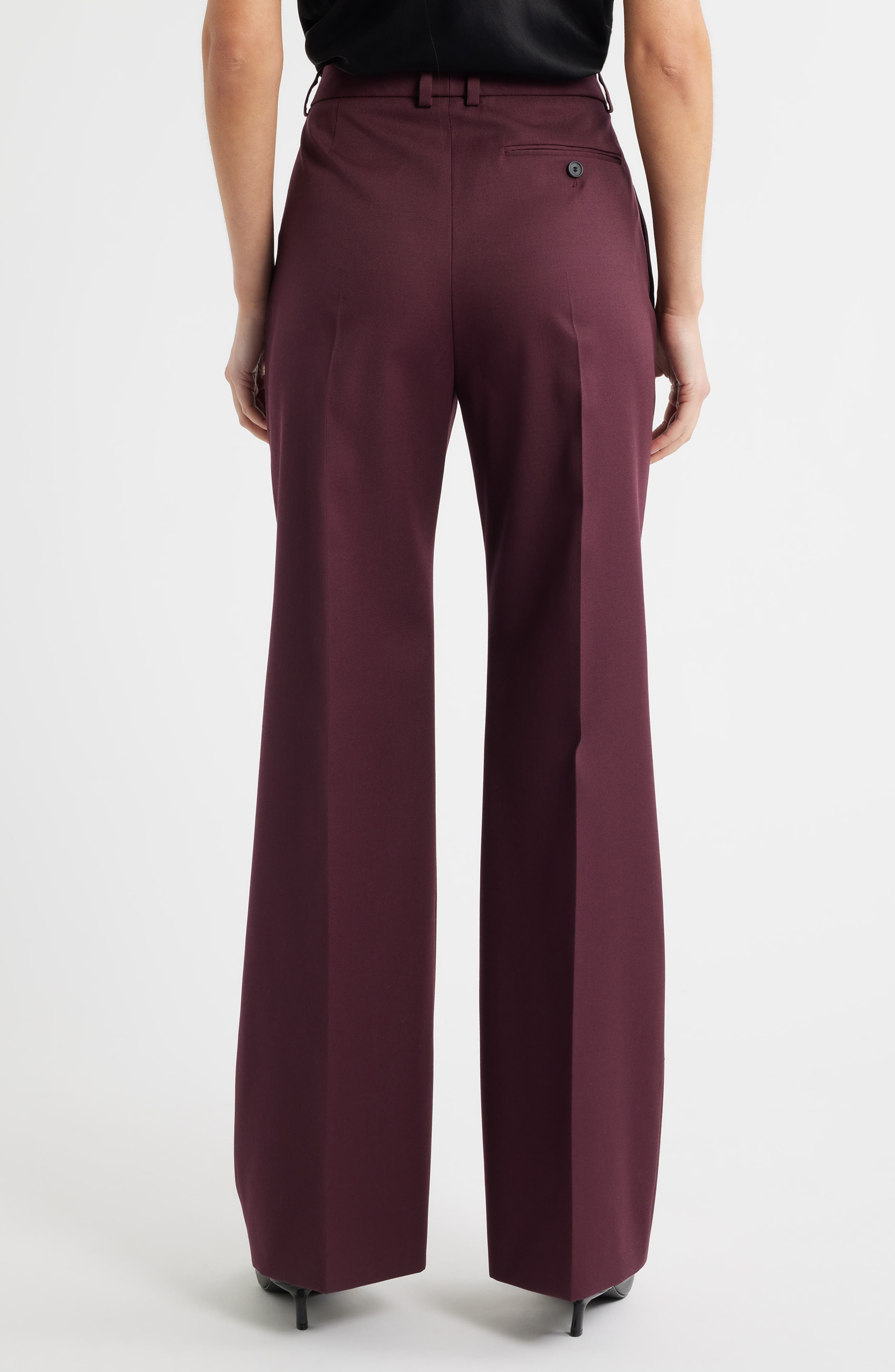 BOSS Talmia Virgin Wool Flare Pants in Soft Vermillion at Nordstrom - 2