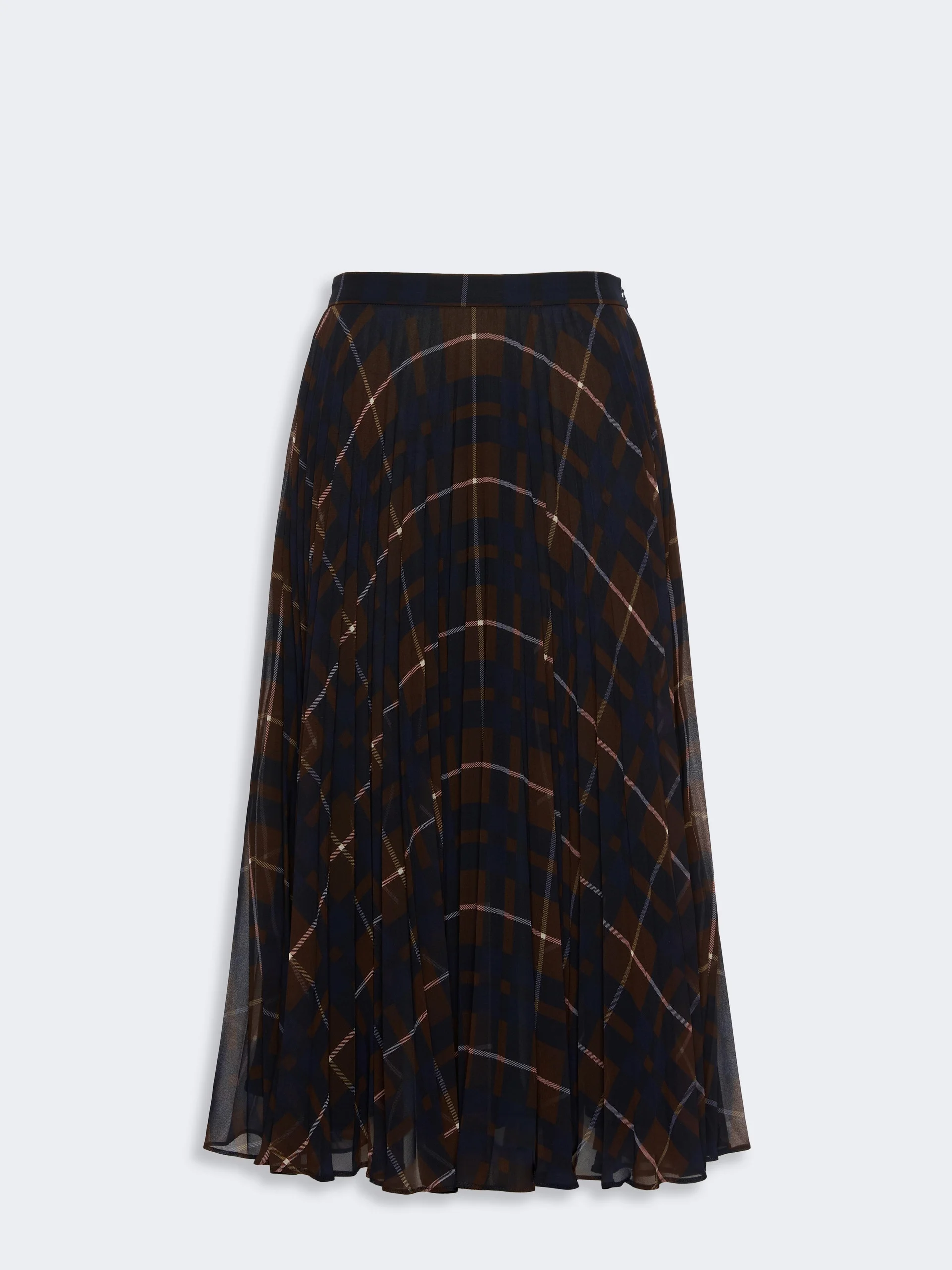 PAGANO Plissé-pleated georgette-blend skirt - BLUE BROWN - 1