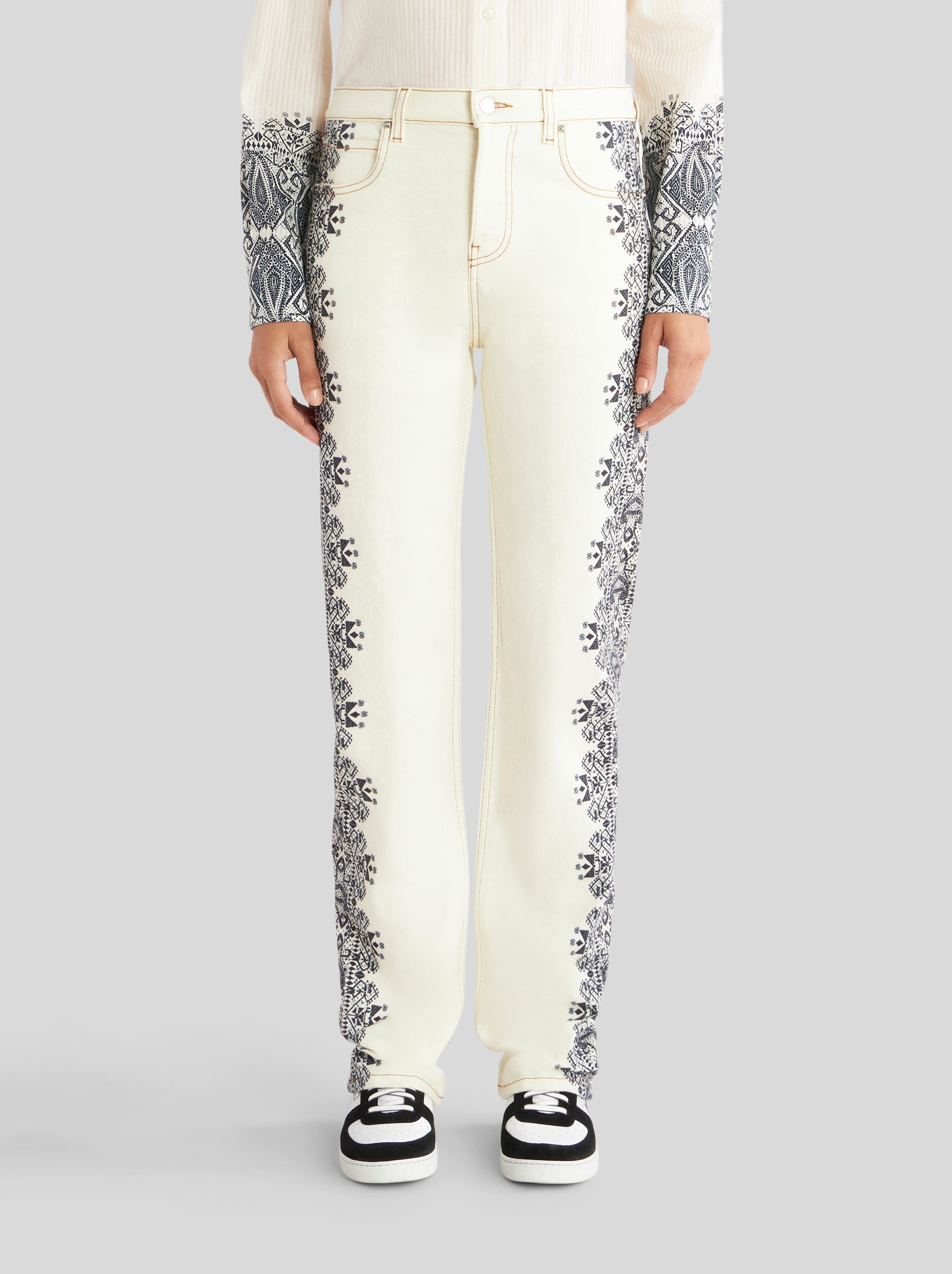 JEANS WITH PLACED PAISLEY PRINT - 2