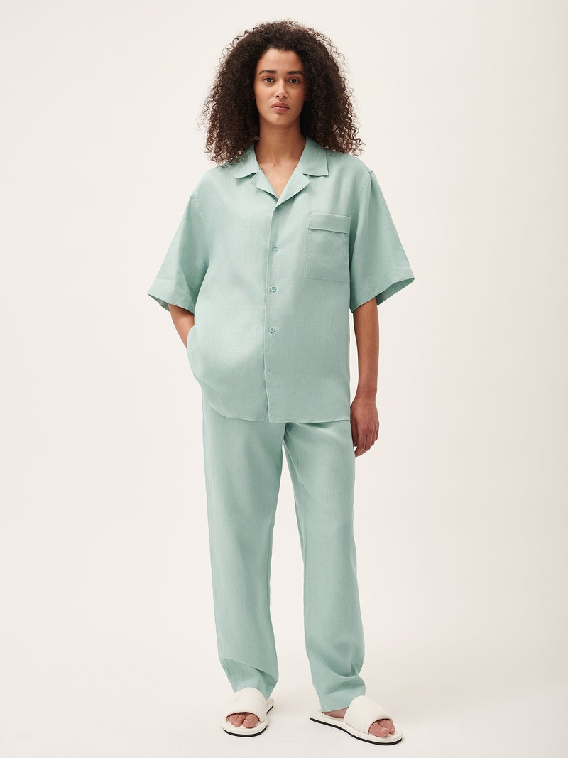 Women's DNA Aloe Linen Trousers - Eucalyptus-Blue 1