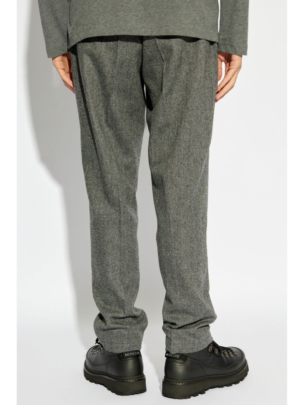 herringbone pattern tailored trousers - 4