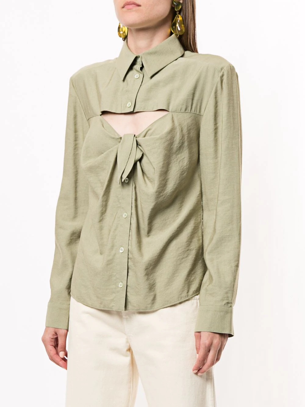 tied-detail long-sleeve shirt - 3