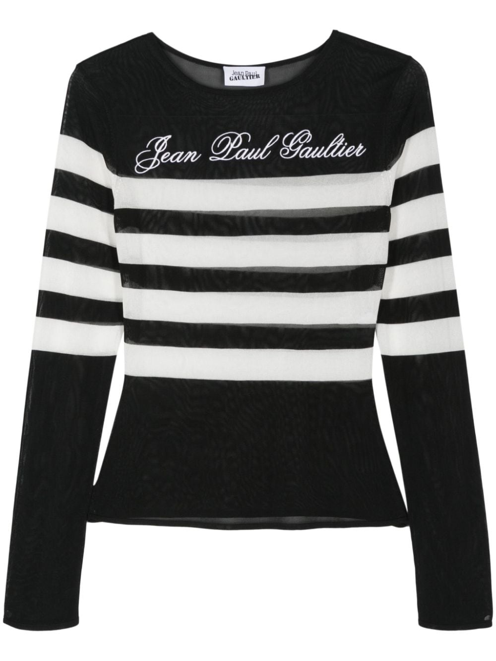 logo-embroidered striped jumper - 1