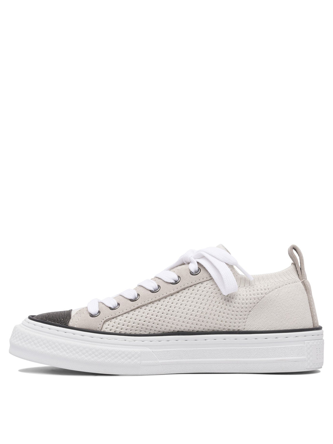Brunello Cucinelli Cotton Knit And Suede Sneaker With Precious Toe - 3