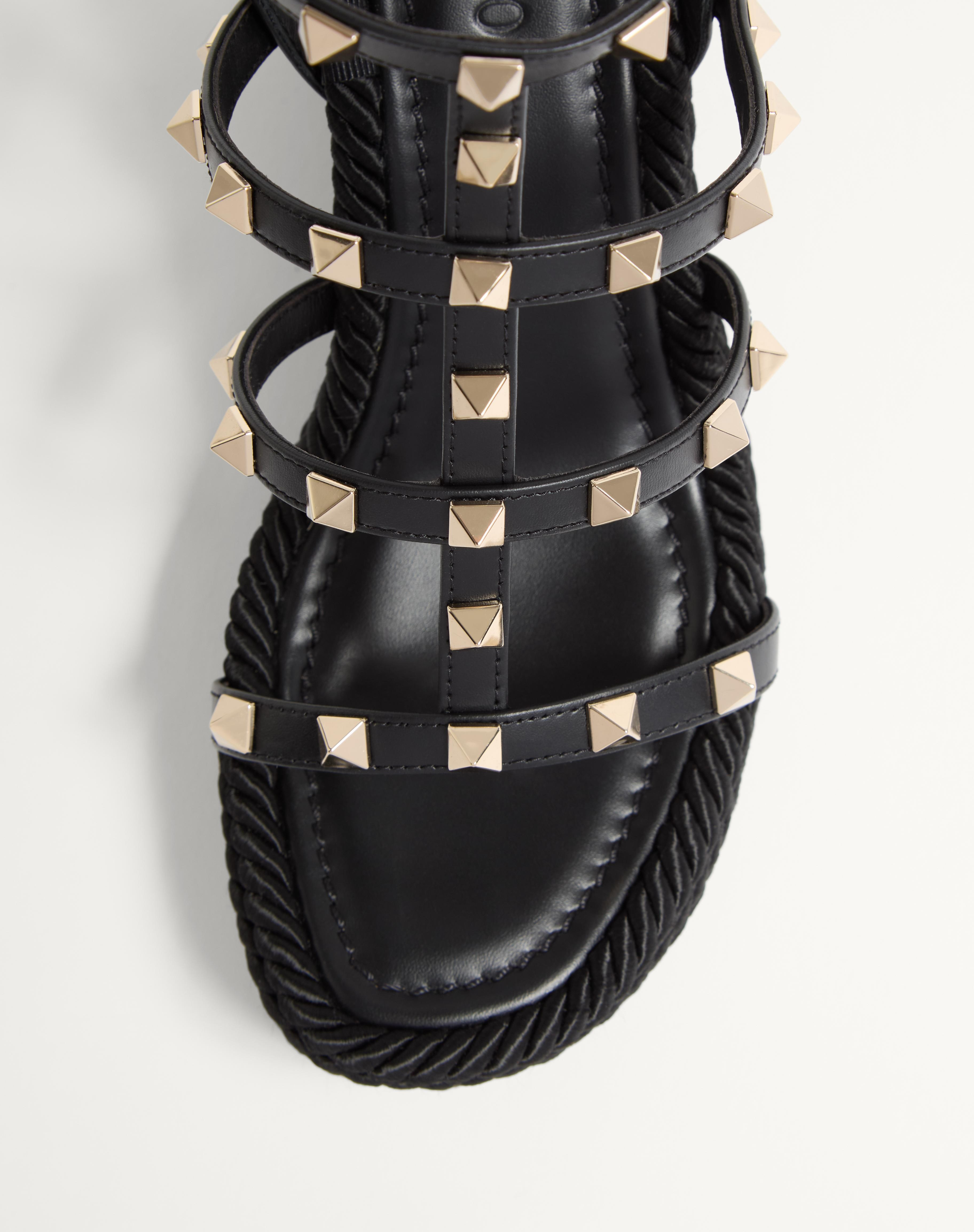 ROCKSTUD ANKLE STRAP WEDGE SANDAL IN CALFSKIN LEATHER 95 MM - 5