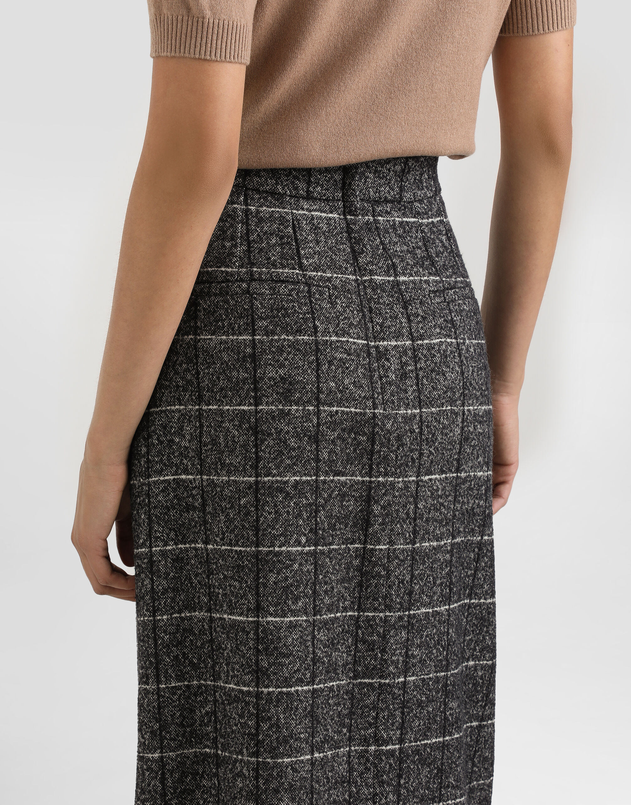 Wool blend check skirt - 5