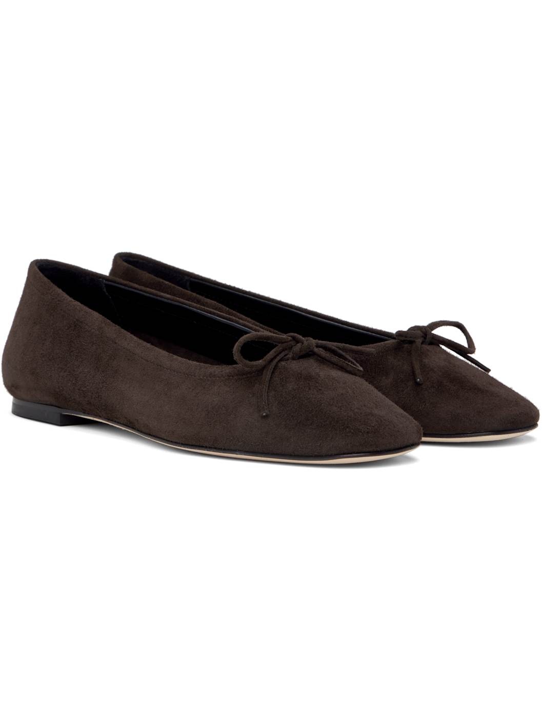 Brown Delfina Suede Ballerina Flats - 4