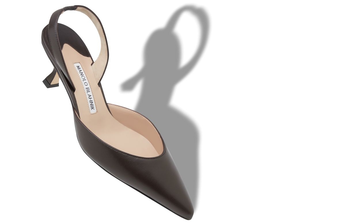 Brown Nappa Leather Slingback Pumps - 2