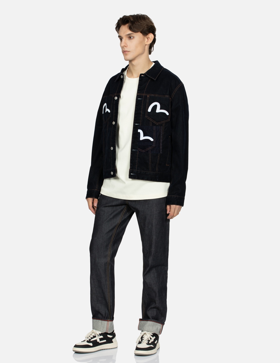 KAMON AND SEAGULL EMBROIDERY REGULAR FIT DENIM JACKET - 4