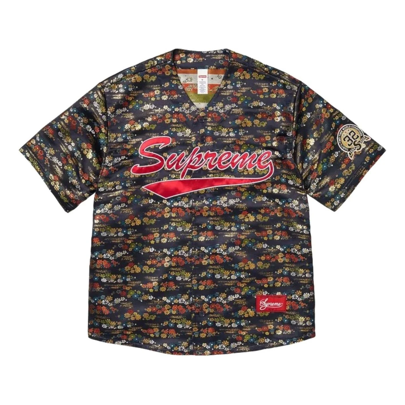 Supreme SS26 Floral Jacquard Baseball Jersey 'Navy' SUP-SS26-140-NVY - 1