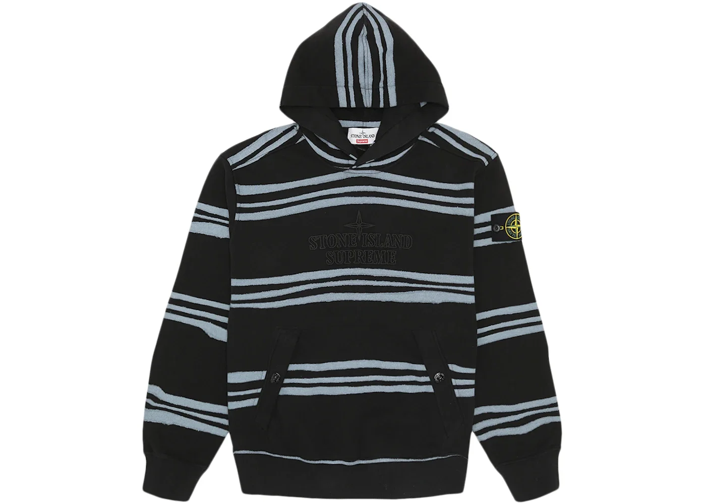 Supreme Stone Island Warp Stripe Hooded Sweatshirt Black - 1