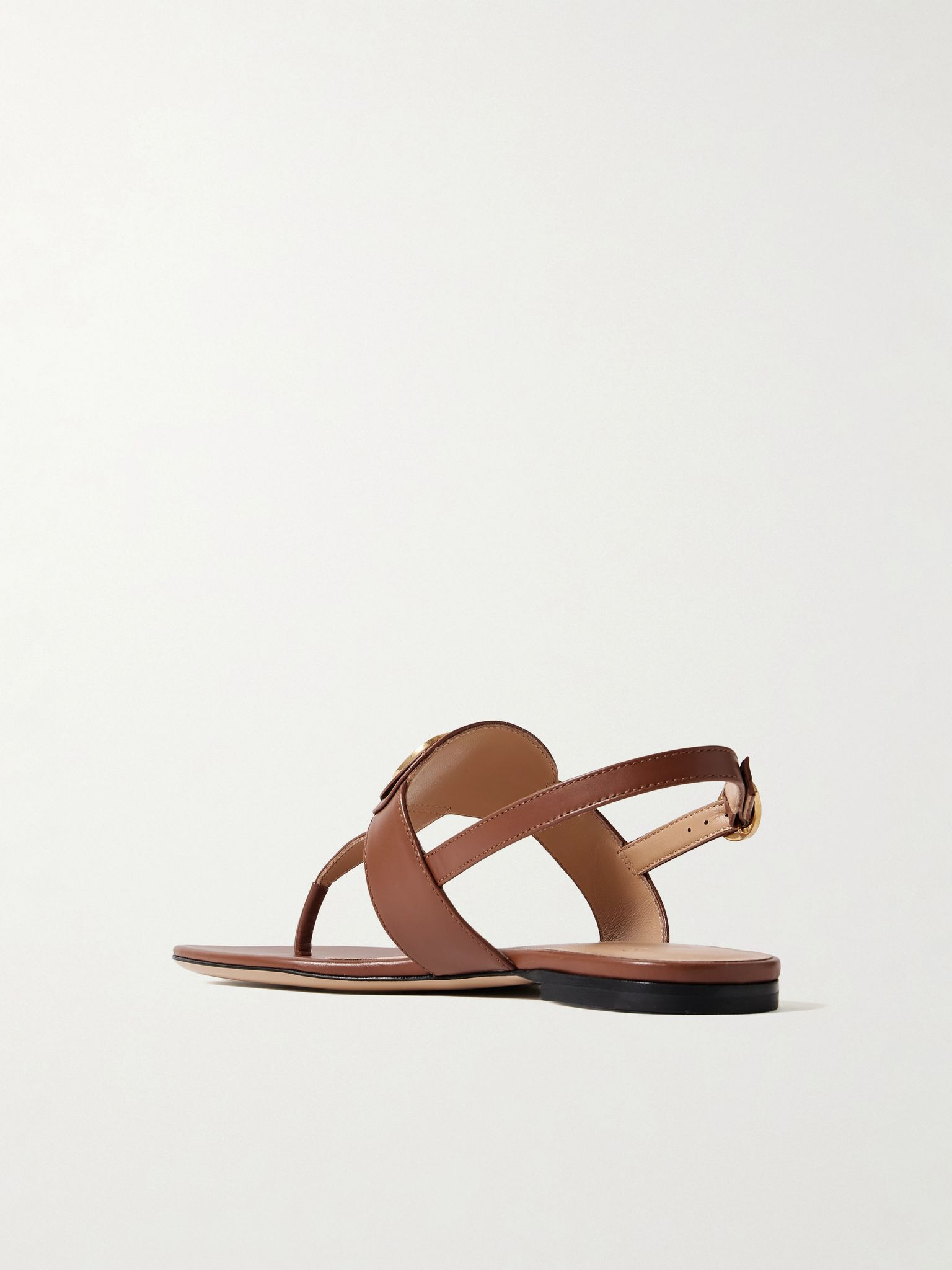 VLogo embellished leather sandals Tan - 3