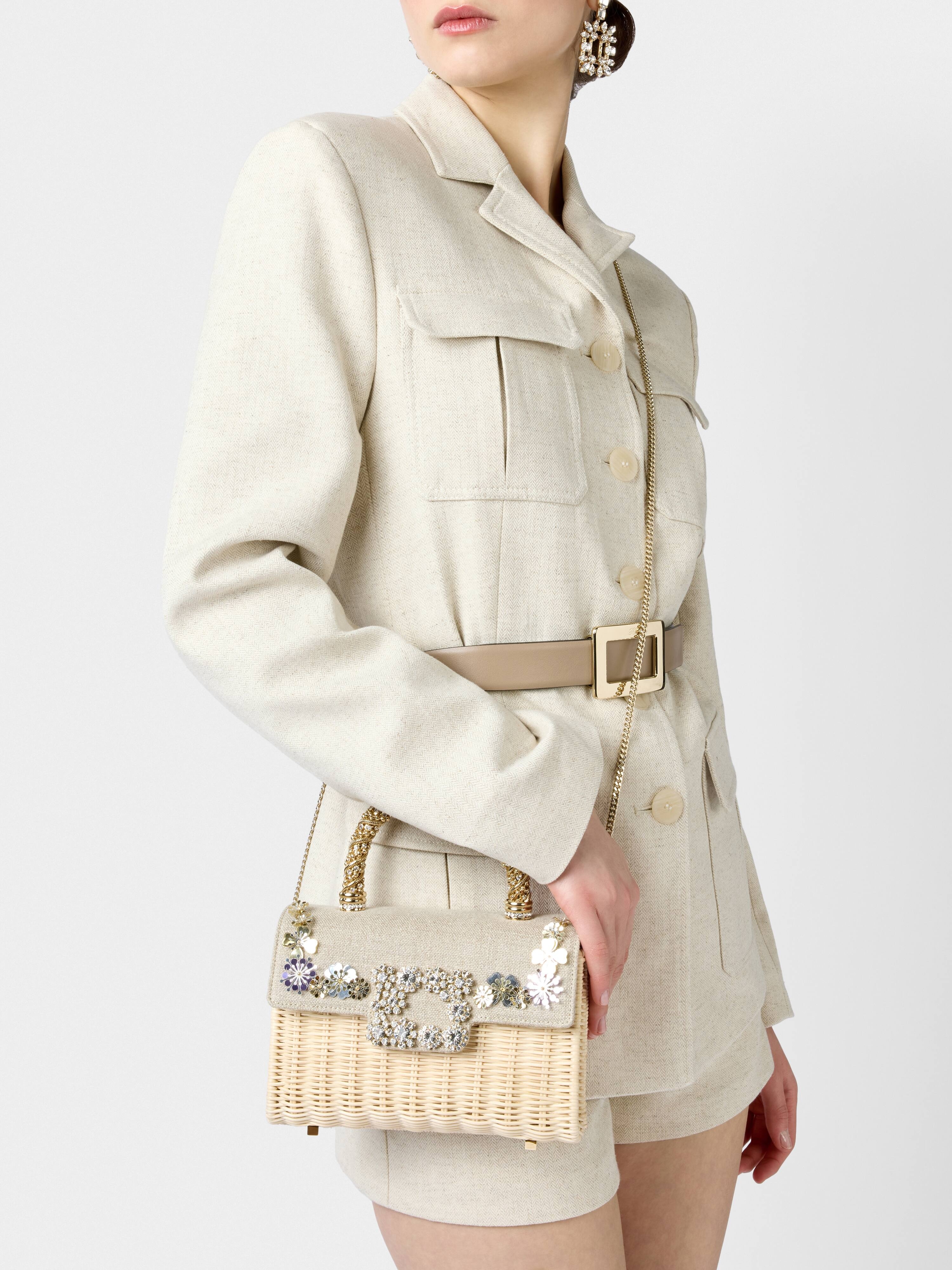 Jewel Efflorescence Mini Bag in linen and rattan - 9