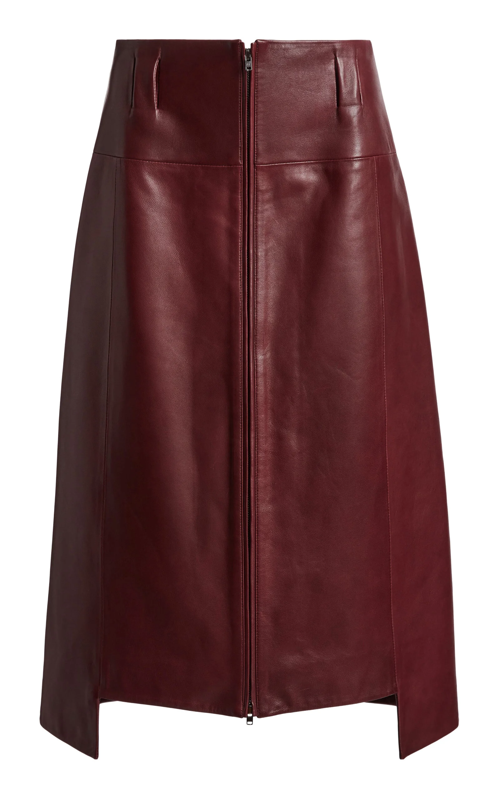 Zipped Leather Midi Skirt purple - 1