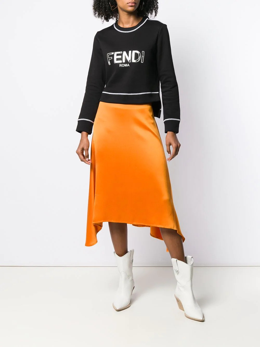 logo appliqué cropped sweatshirt - 2