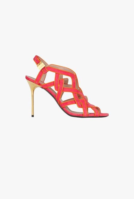 Fuchsia pink and light orange suede Urania sandals - 1