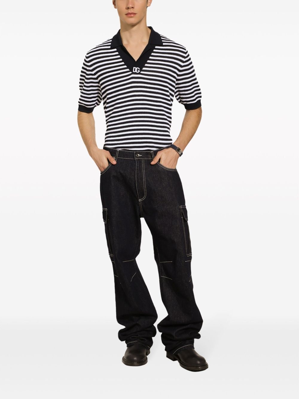 stripe-patterned polo shirt - 3