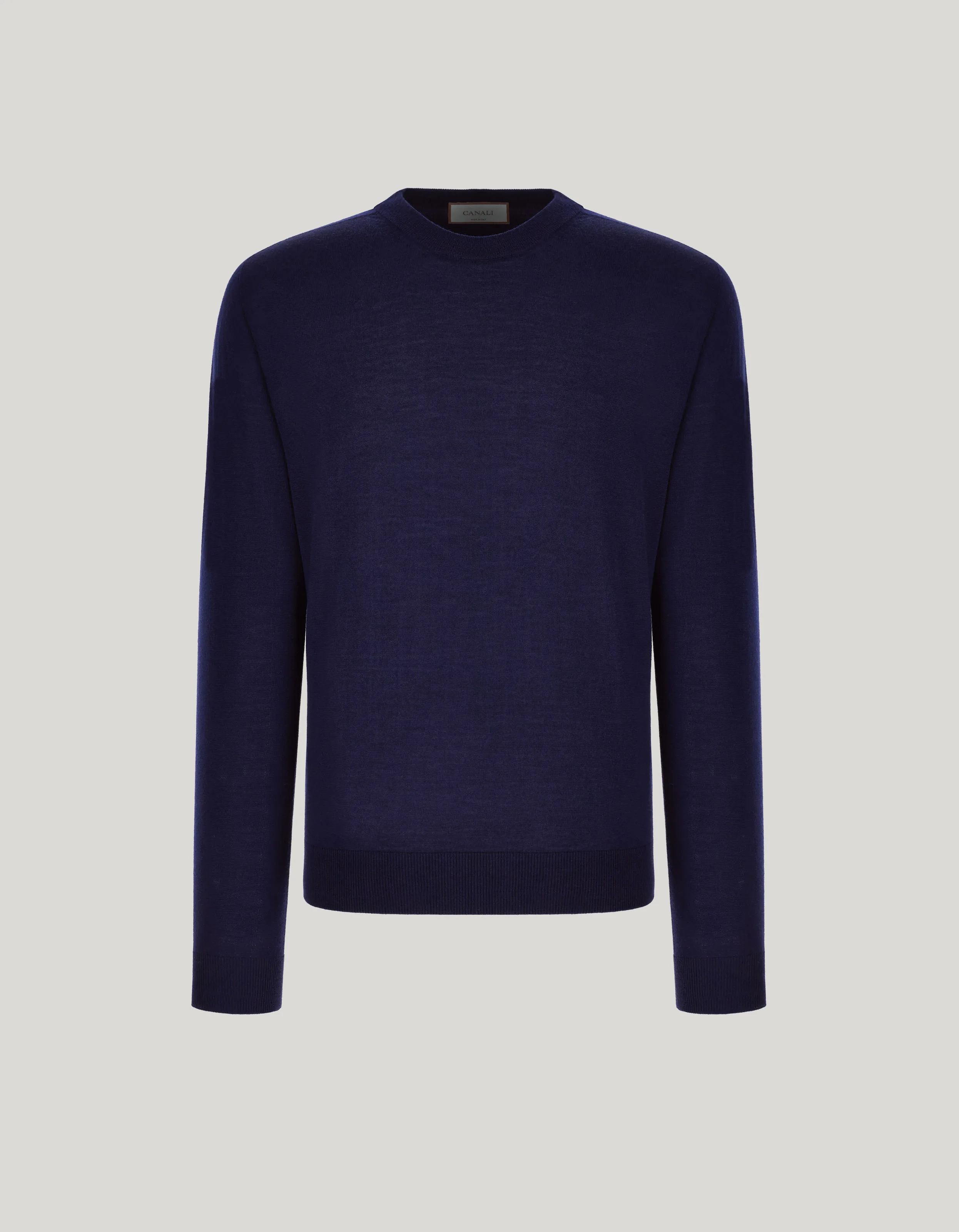 CANALI NUVOLA NAVY SEAMLESS EXTRA-FINE MERINO WOOL CREW NECK - 1