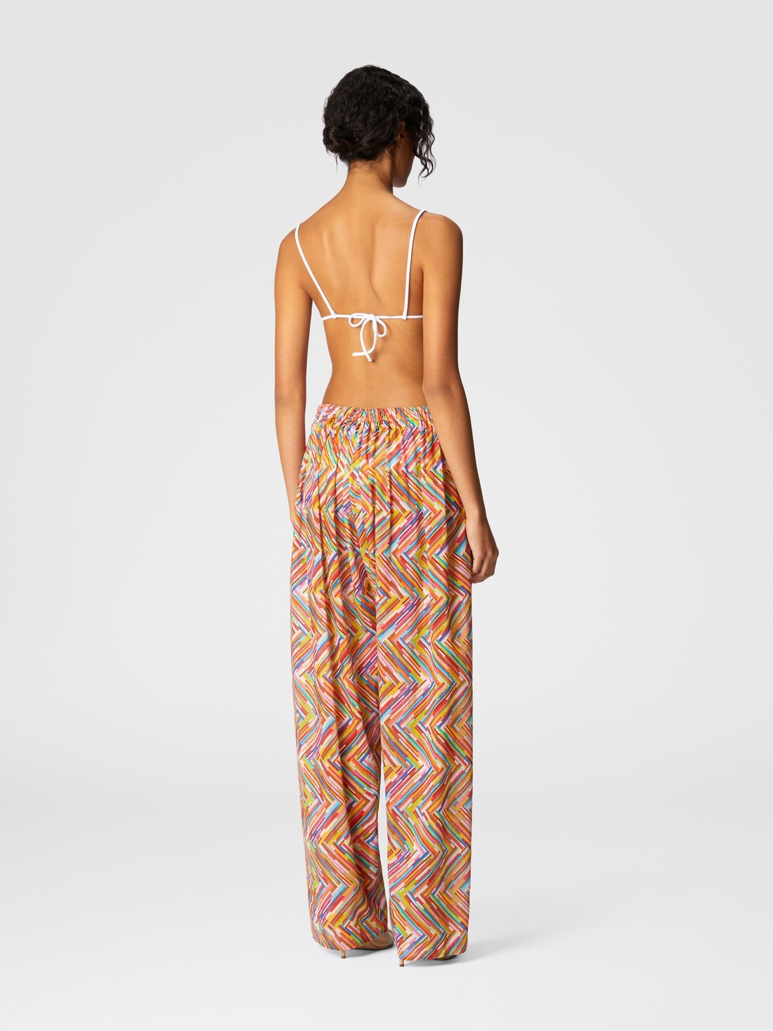 Printed cotton and silk blend trousers with drawstring - 3