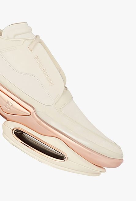 White and pink leather and suede B-Bold low-top sneakers - 5