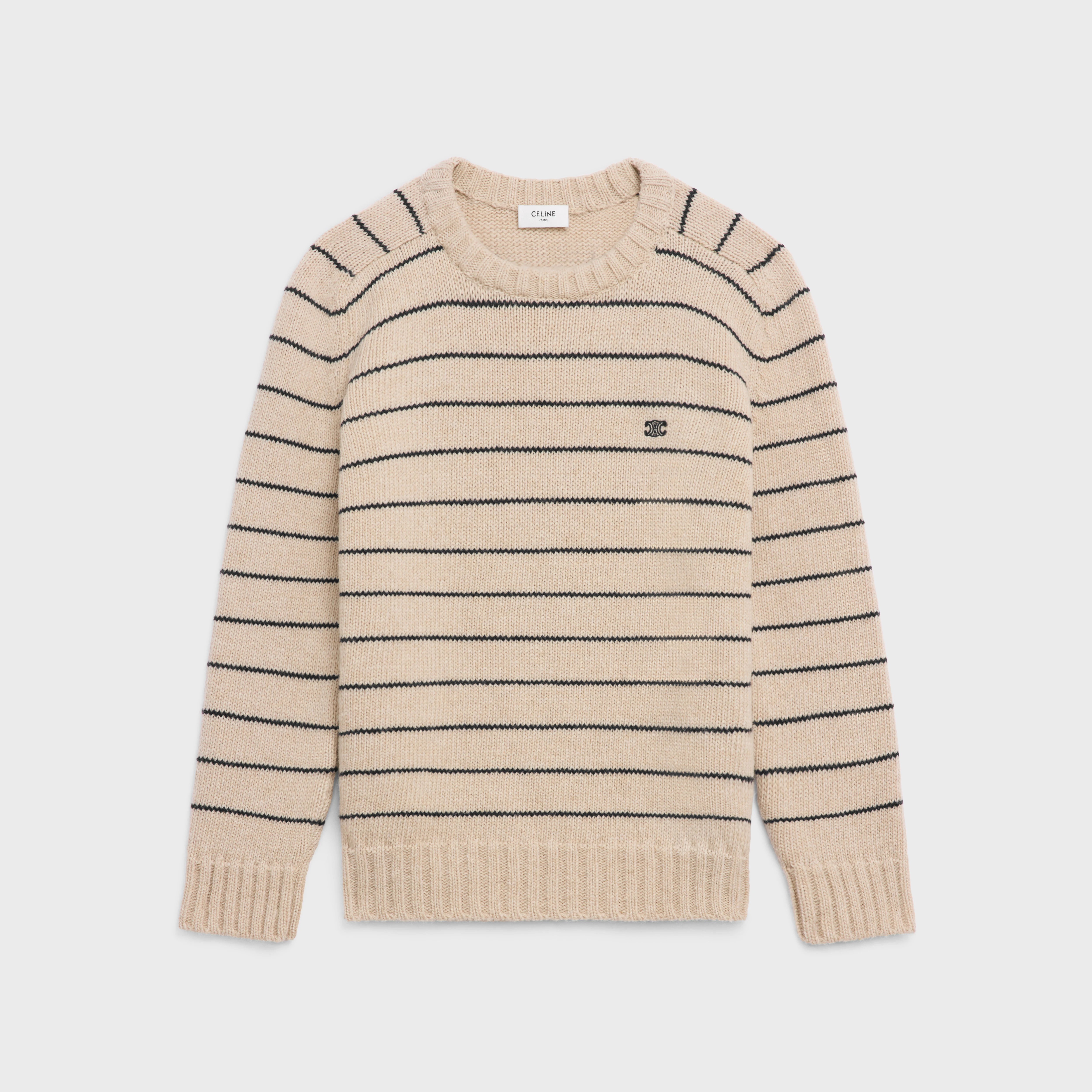 triomphe crew neck sweater in striped wool - 1