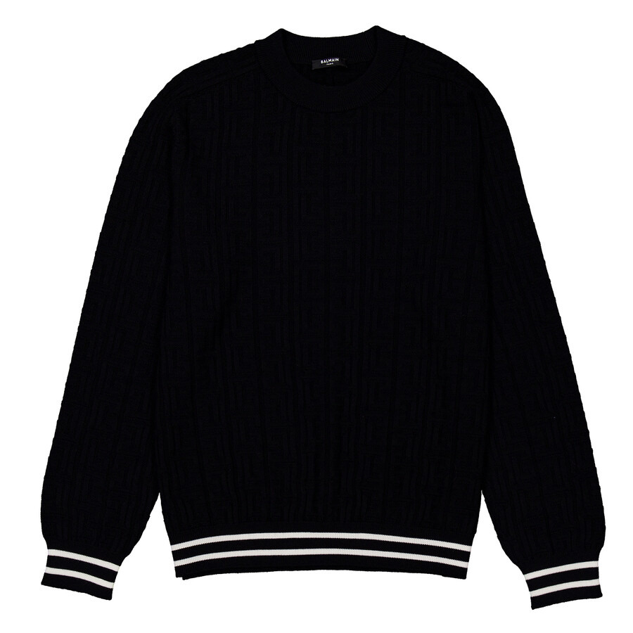Balmain Patterned-Jacquard Merino Jumper - 1