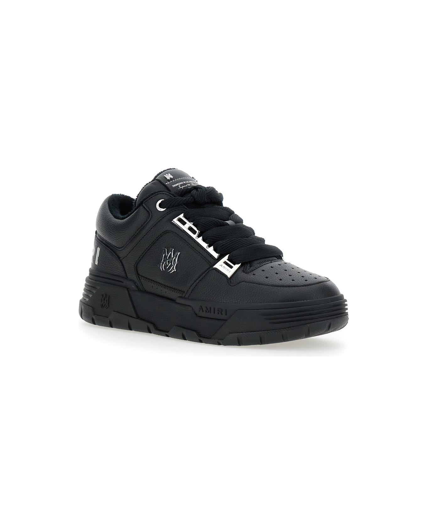 Black Sneakers With Logo Patch On The Side And Logo Lettering On The Rear In Leather Man - 2