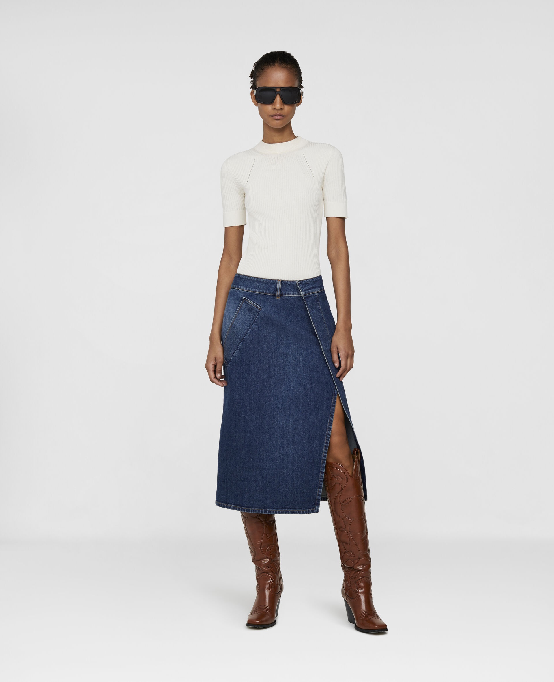 Denim Wrap Skirt - 2