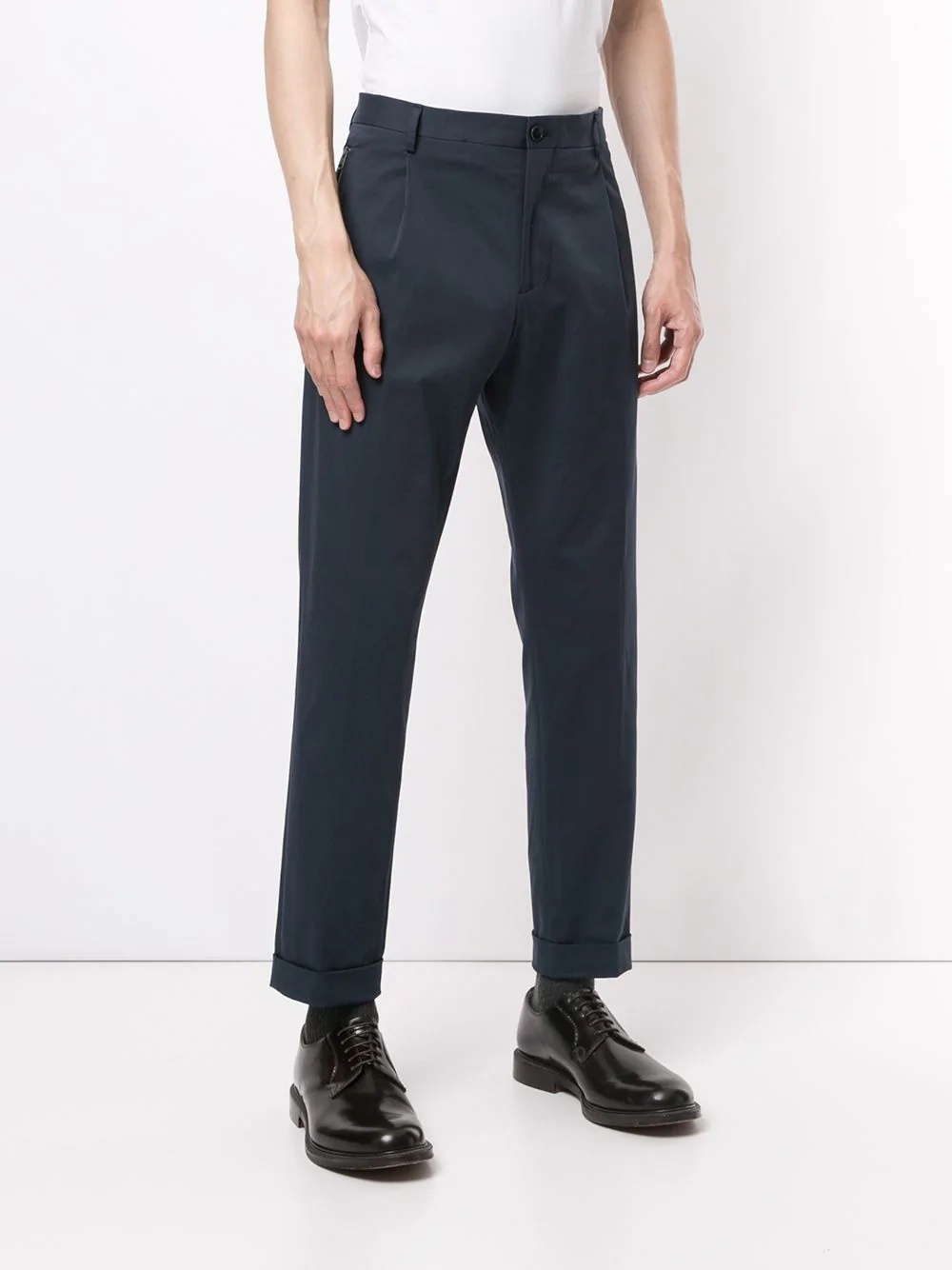 pleated cotton tapered trousers - 3