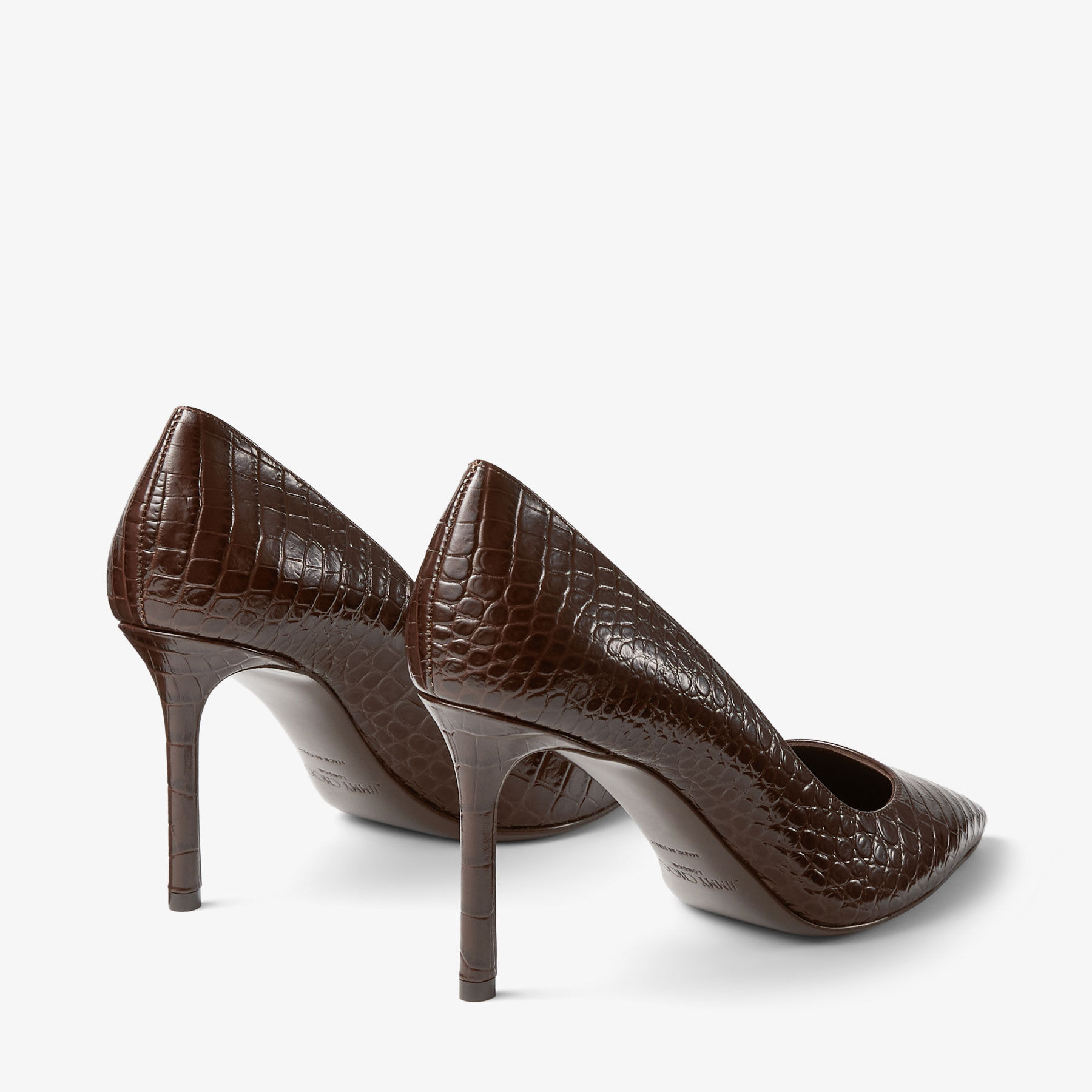 Romy 85
Chocolate Croc Embossed Leather Pumps - 4