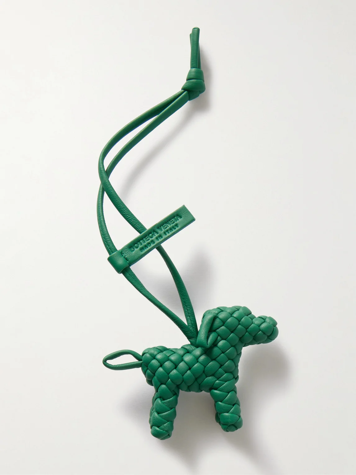 Logo-Debossed Intrecciato Leather Bag Charm - 1