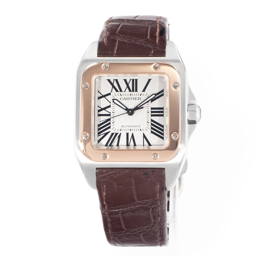 Pre-owned Cartier Santos 100 Automatic Silver Dial Men's Watch W20107X7 - 3