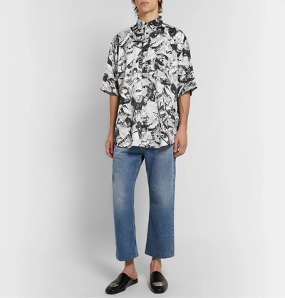 BALENCIAGA Oversized Button-Down Collar Printed Satin Shirt outlook