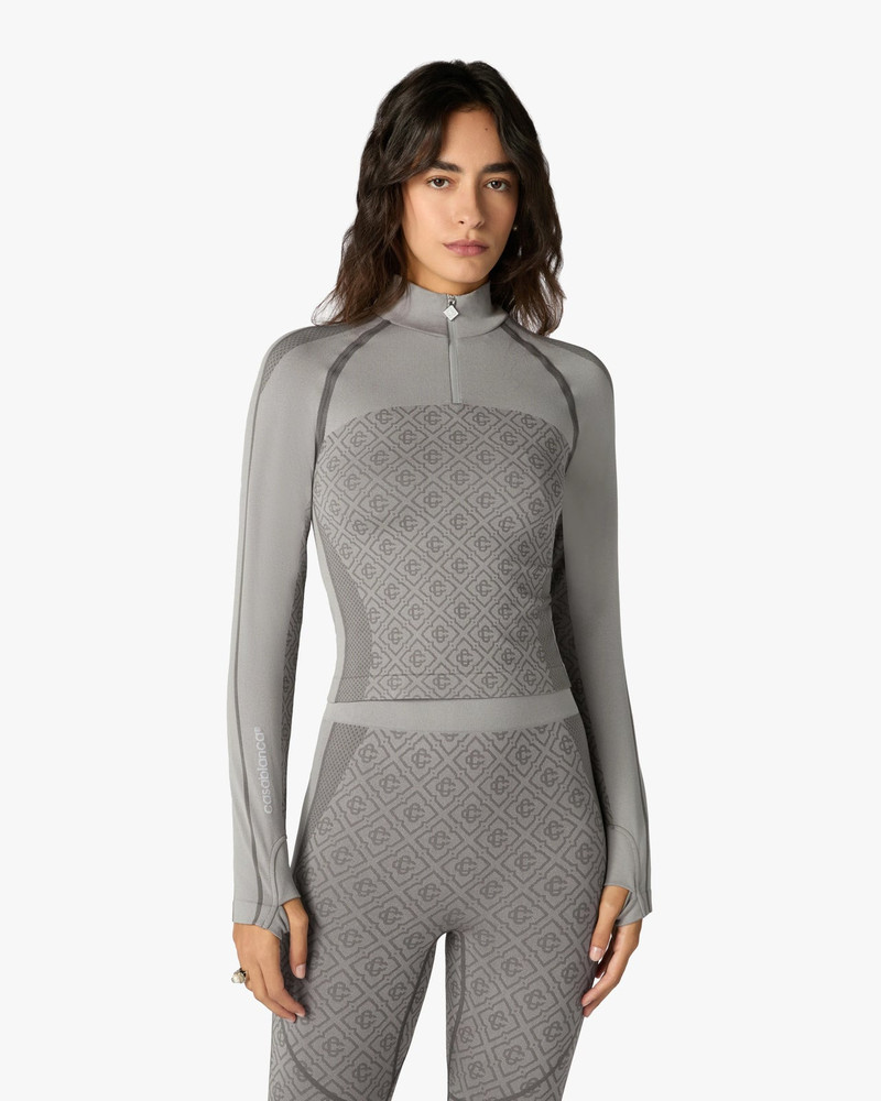 Light Grey Seamless Monogram Long Sleeve Top 4