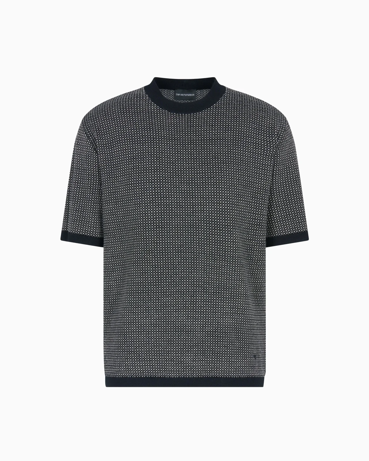 VIRGIN-WOOL JUMPER WITH TWO-TONE JACQUARD MICRO MOTIF - 1
