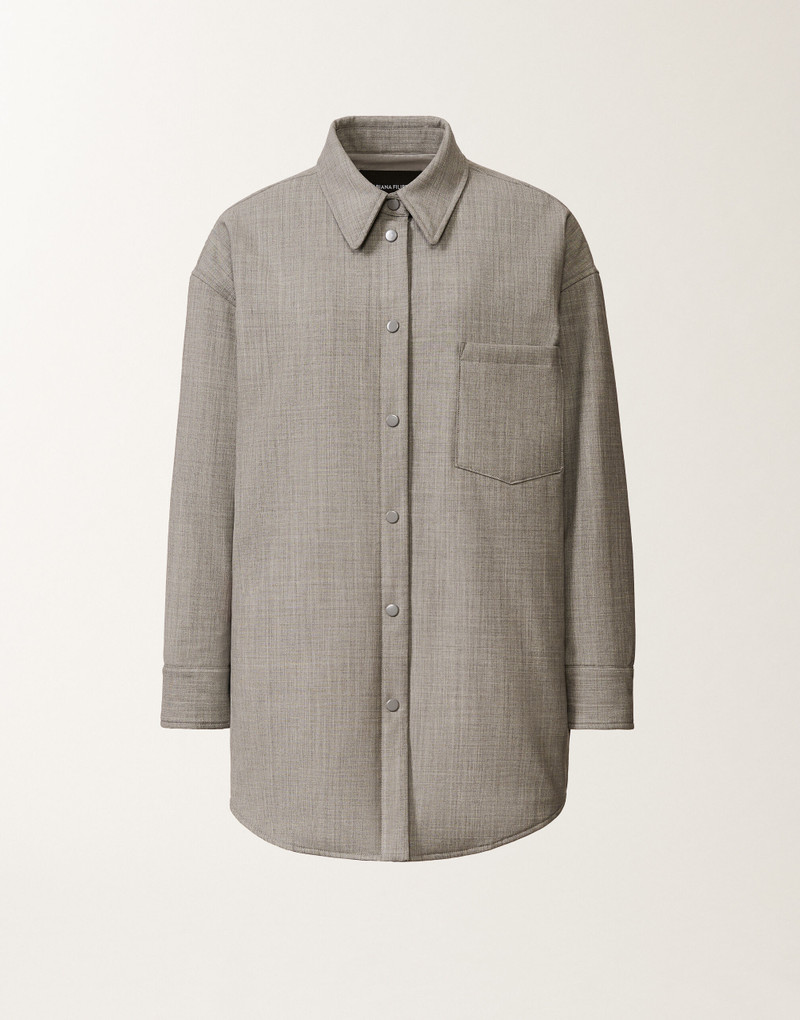 Long shirt in bistretch fresh wool with padding 1