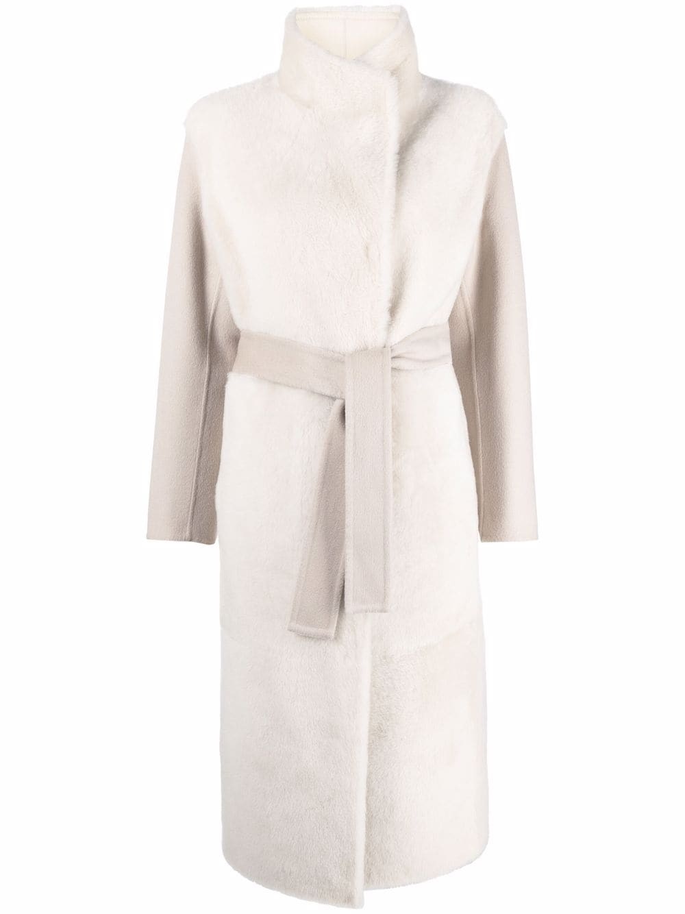 belted shearling coat - 1