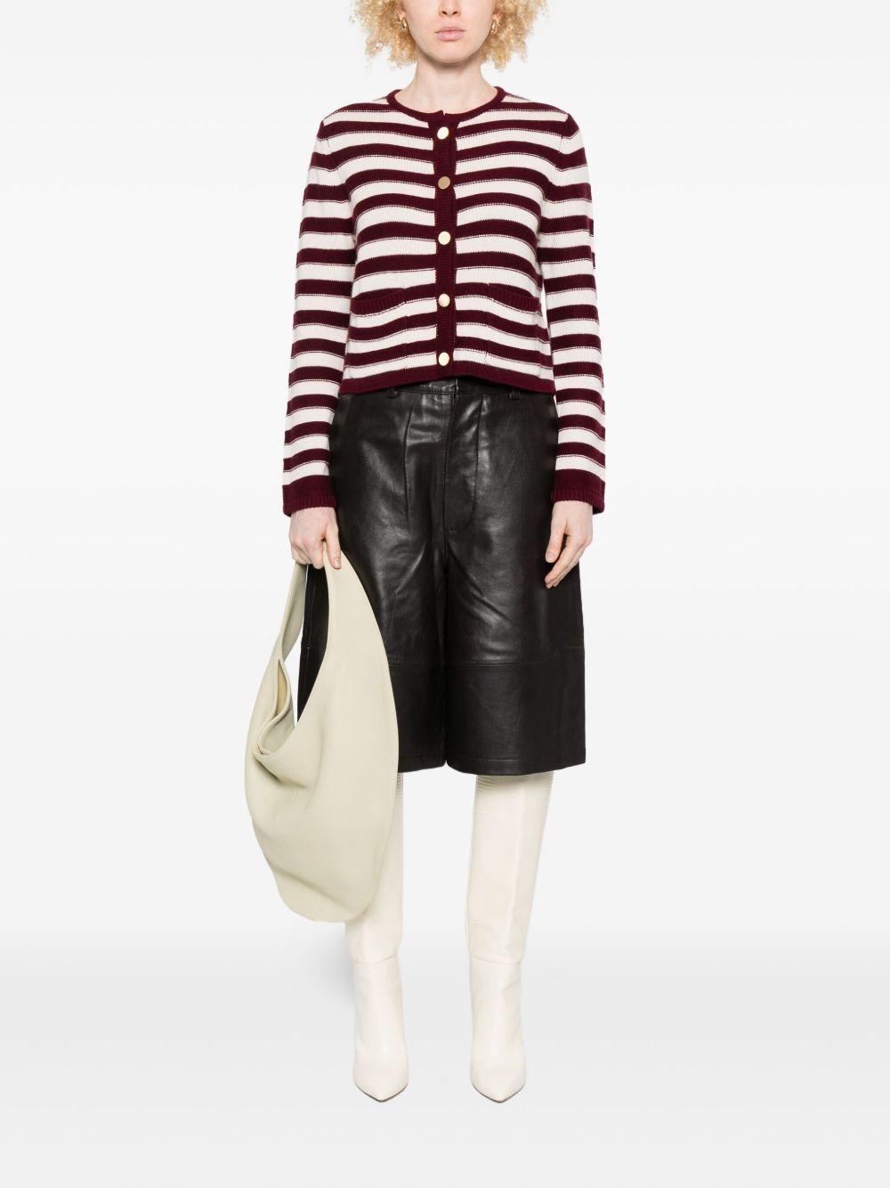 striped-button cardigan - 2