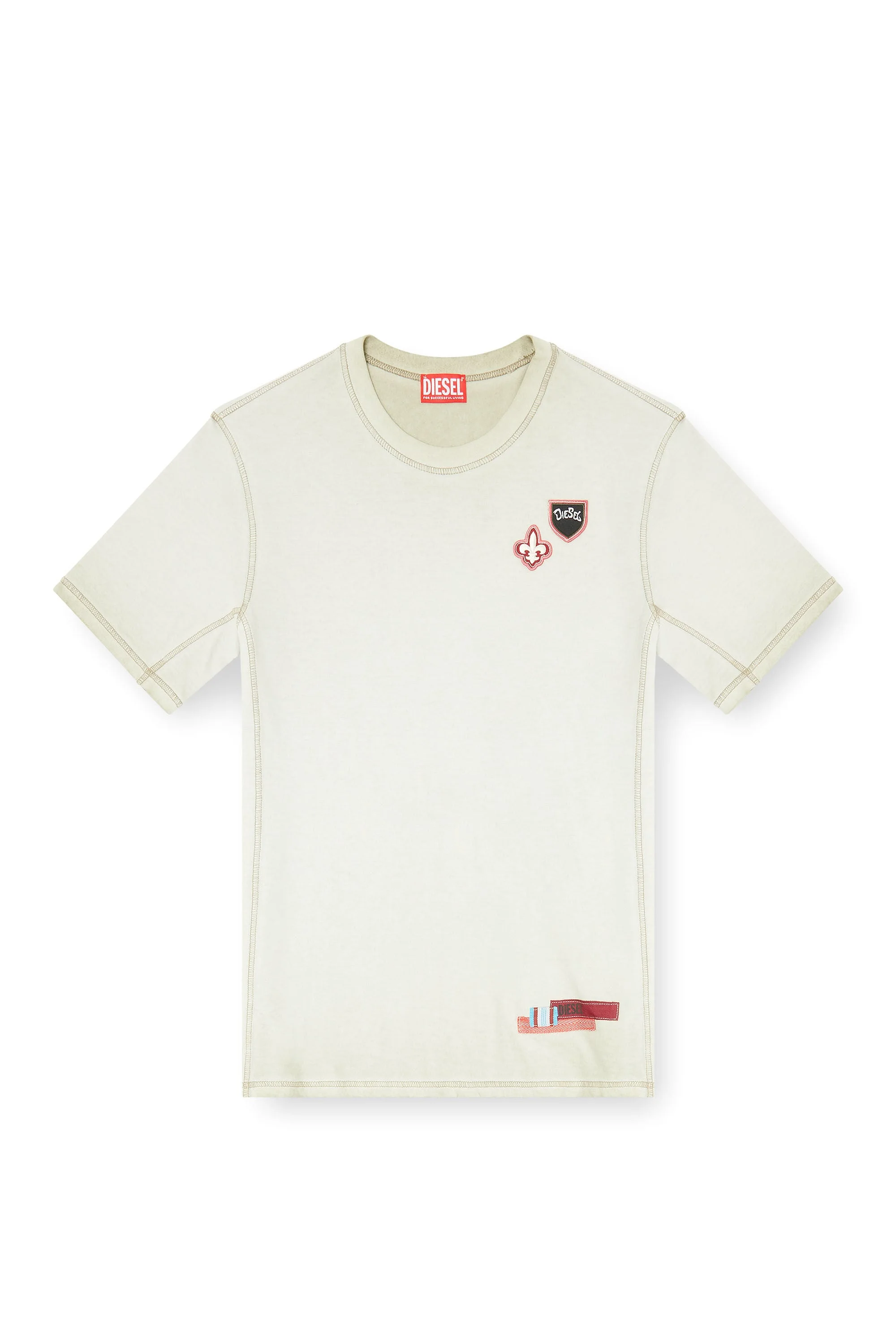 T-SHIRT WITH PATCHES AND MICROWAFFLE SIDES - 1