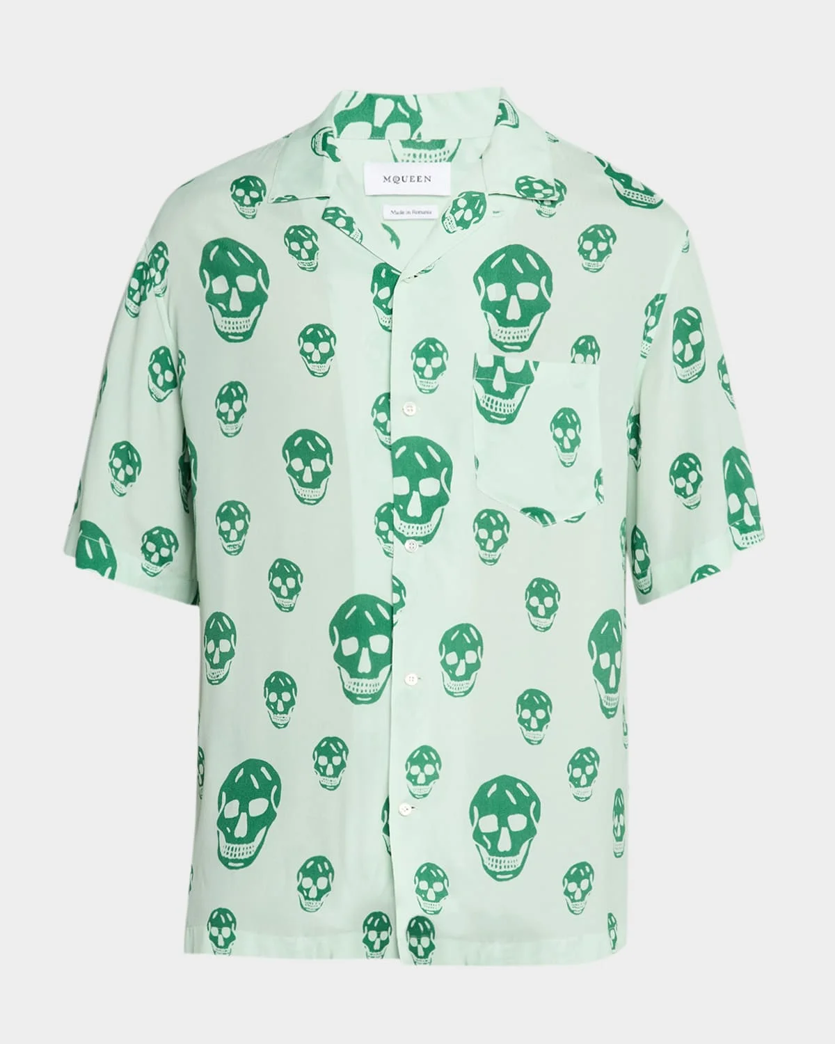 Men's Skulls Crepe de Chine Camp Shirt - 1