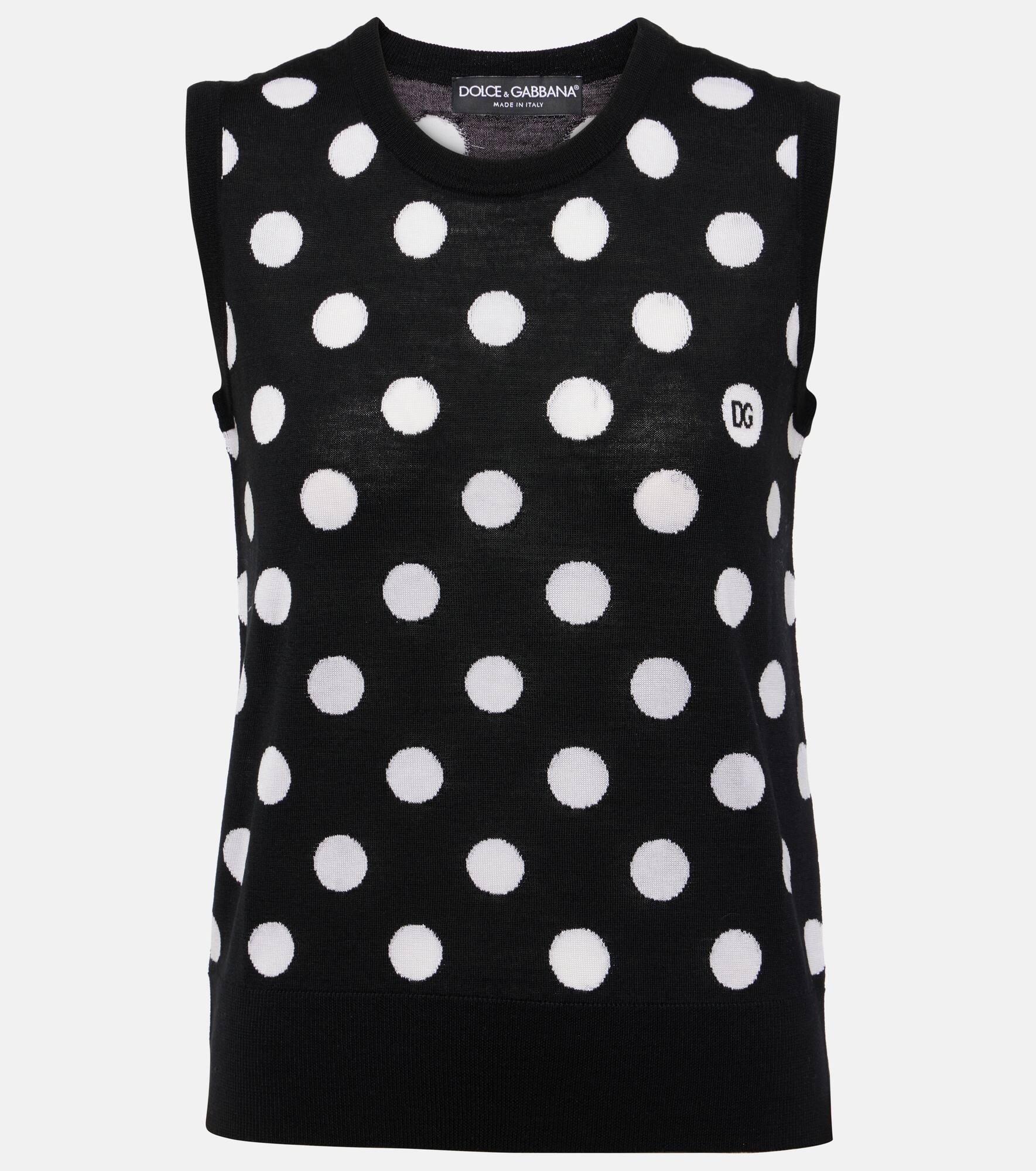 Polka-dot wool and silk tank top - 1