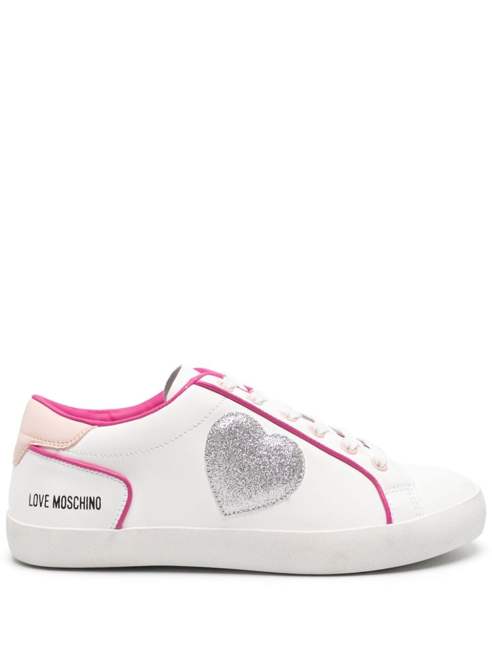 heart-patch leather sneakers - 1