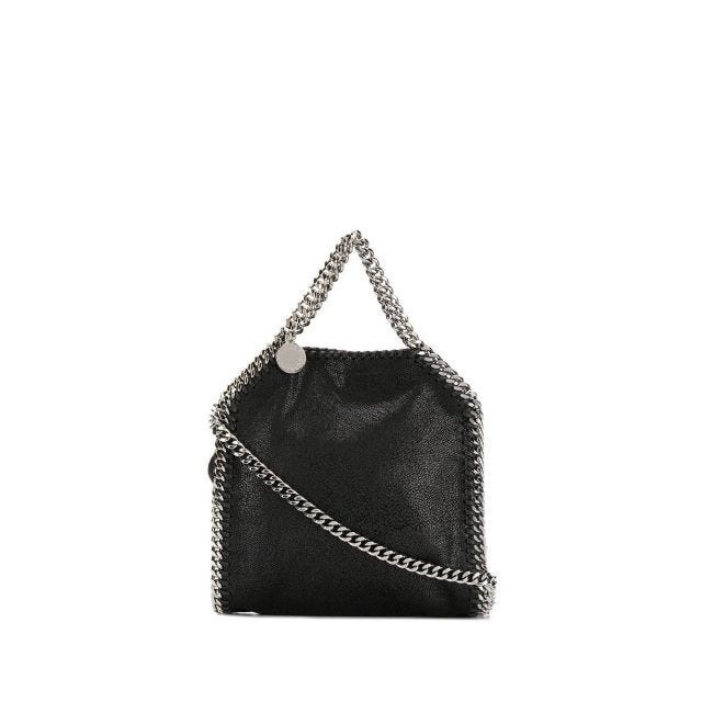 Black Falabella mini tote bag with silver chain - 1
