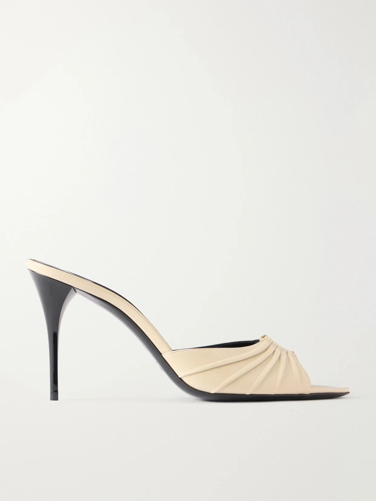 Babylone Embellished Gathered Patent-leather Mules - 1