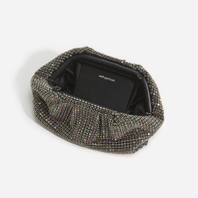 self-portrait Multi Rhinestone Chainmail Clutch Bag outlook