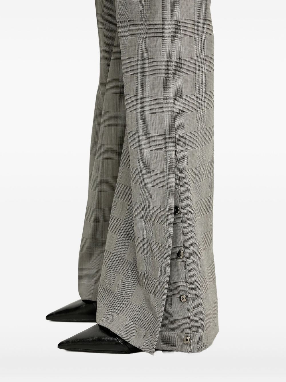 checked side-button trousers - 3