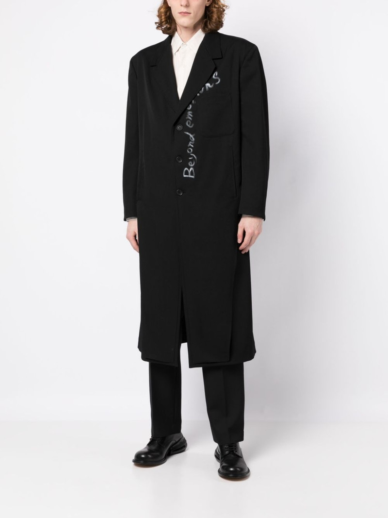 Yohji Yamamoto graphic-print single-breasted coat outlook