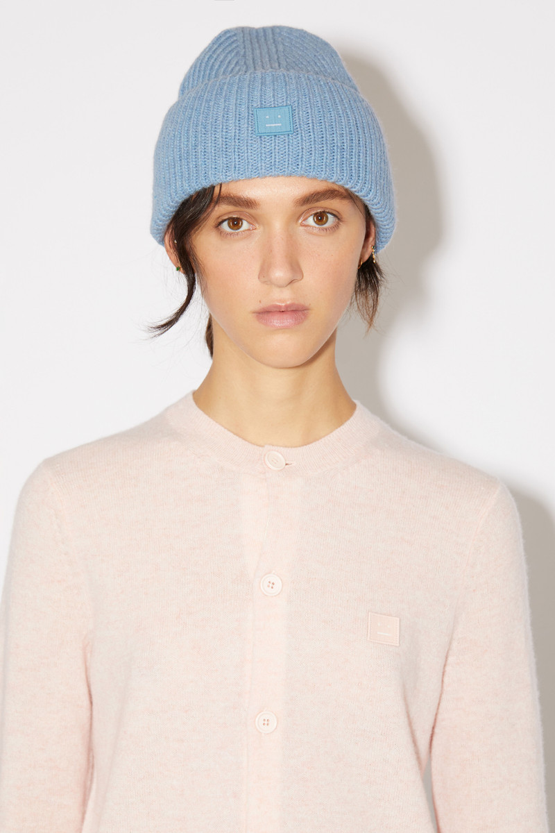 Acne Studios Small face logo beanie - Steel blue melange outlook