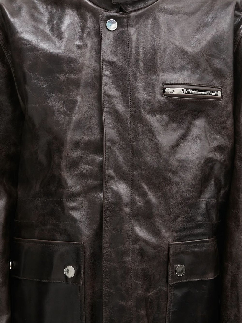 snap-fastening flap-pockets leather jacket 5